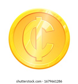 GHS Golden Ghanaian Cedi-Münzsymbol auf weißem Hintergrund. Finanzierungskonzept für Investitionen. Exchange Ghana Währung Geld-Bank-Illustration. Erträge aus Unternehmenserträgen. Vektorillustration von Finanzzeichen