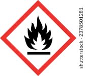 GHS hazard pictogram - FLAMMABLE , hazard warning sign flammable , isolated vector illustration