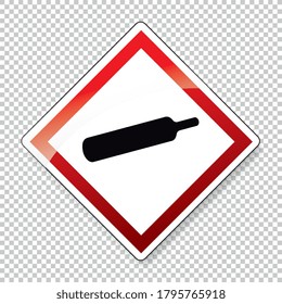 GHS hazard pictogram - PRESSURE , hazard warning sign gas under pressure on checked transparent background. Vector illustration. Eps 10 vector file.