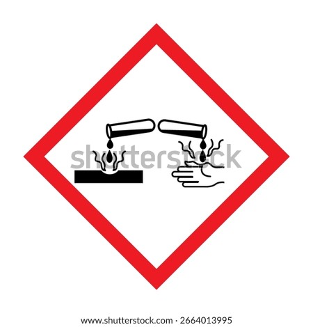 GHS hazard sign vector, Corrosive pictograms, Chemicals labels isolate, Explosive, Flammable, Oxidizing, Compressed Gas, Corrosive, Toxic, Harmful, Health hazard and Environmental hazard, Hazard sign.
