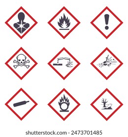 GHS hazard symbols for chemicals icon symbol set of pictograms