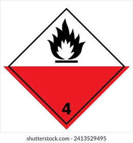 ghs hazardous, transport icon, warning symbol ghs - sga safety sign, pictogram, substances liable to spontaneous combustion