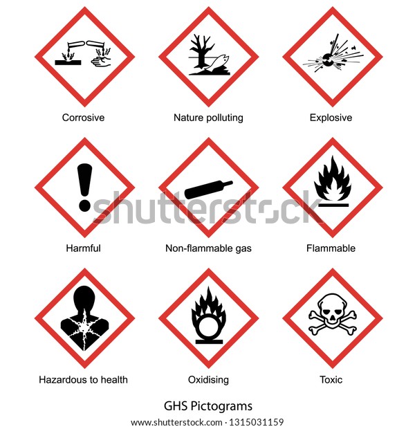 GHS pictogram collection, vector isolated on white background
