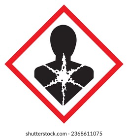 GHS-Symbol Spezifische Zielorgan-Toxizität - Einzelexposition Keimzellmutagenität Karzinogenität Aspirationsgefahr
Vektorgrafik.