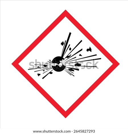 GHS01 Explosive Warning Sign. Standard Pictogram of Explosive Symbol, Warning sign. GHS pictograms Globally Harmonized System of Classification and Labelling of Chemicals (GHS) Vector Label.