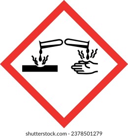 GHS05 hazard pictogram - corrosive , hazard warning sign corrosive substance , isolated on white background, Vector illustration 