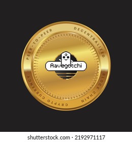 GHST Token Cryptocurrency logo in black color concept on gold coin. Aavegotchi Block chain technology symbol. Vector illustration. svg