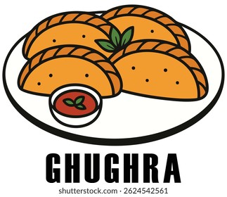 Ghughra Indian Snack Vector Illustration Clipart