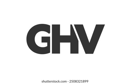 GHV logo design template with strong and modern bold text. Initial based vector logotype featuring simple and minimal typography. Trendy company identity ideal for businesses brand presence.