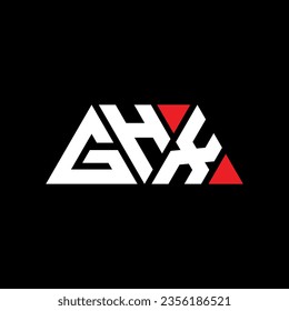 Diseño del logotipo de la letra triangular GHX con forma triangular. Monograma de diseño del logotipo del triángulo GHX. Plantilla de logotipo vectorial de triángulo GHX con color rojo. Logo triangular GHX Diseño sencillo, elegante y lujoso.