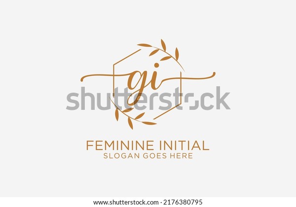 GI beauty monogram and elegant logo design\
handwriting logo of initial signature, wedding, fashion, floral and\
botanical with creative\
template.