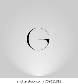 GI Black thin minimalist LOGO Design with Highlight on Gray background.