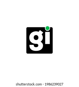 "gi" company initial letters monogram with green dot. GI company logo.