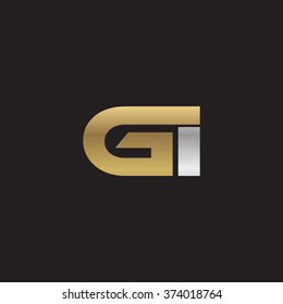GI company linked letter logo golden silver black background