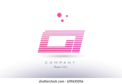 gi g i alphabet letter logo pink purple stripes lines creative text dots company vector icon design template