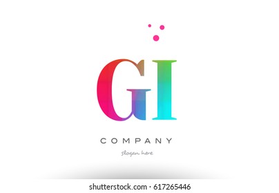 GI G I creative rainbow colors colored artistic alphabet company letter logo design vector icon template