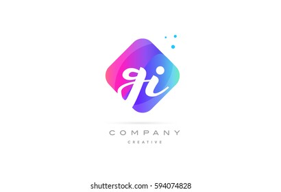 gi g i  pink blue rhombus abstract 3d alphabet company letter text logo hand writting written design vector icon template 
