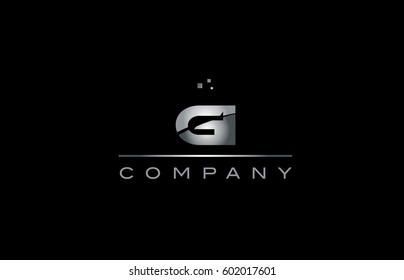 gi g i  silver grey metal metallic alphabet technology company letter logo design vector icon template black background