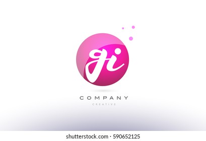 gi g i  sphere pink 3d alphabet company letter combination logo hand writting written design vector icon template 
