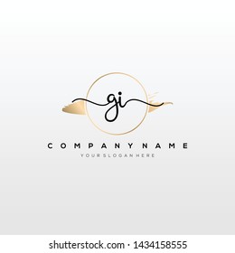 GI handwriting initial logo template vector.
