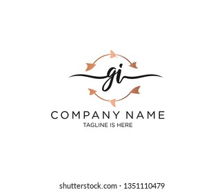 GI handwriting initial  logo vector