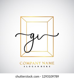 GI Initial Handwriting logo template vector