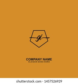 GI Initial handwriting logo template vector