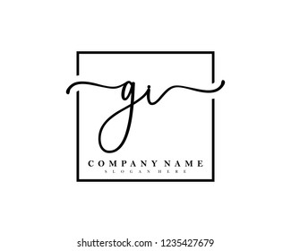 GI Initial handwriting square minimalist logo vector