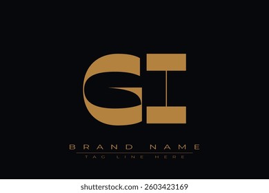 GI initial letter logo design. Letter G and I luxury alphabet letter logo icon template