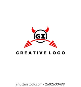 GI initial monogram for fitnes or gym logo with devil style design