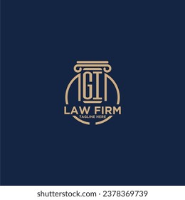 GI initial monogram for law firm with creative circle line