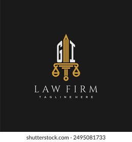 GI initial monogram for lawfirm logo with sword and scale