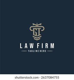 GI initial monogram logo law firm with pillar design