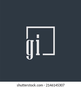GI initial monogram logo with rectangle style dsign