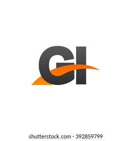 GI initial overlapping swoosh letter logo black orange