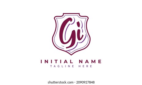 Gi Initials, handwriting logo vector