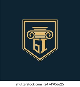 GI Initials Anwaltskanzlei Logo Anwaltslogo mit kreativem Rechtselement