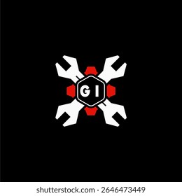 GI Initials Vektor Stok Otomotif Logo Design