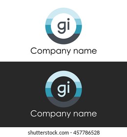 GI letter circle shape icon logo white blue