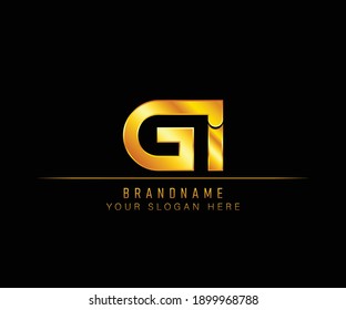 GI Letter gold logo template. Initial letter G I logo template. Luxury G I logo template.