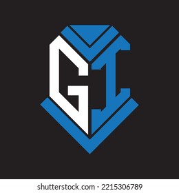 Diseño del logotipo de la letra GI en fondo negro. Concepto del logo de la carta de las iniciales creativas GI. Diseño de letras GI.	
