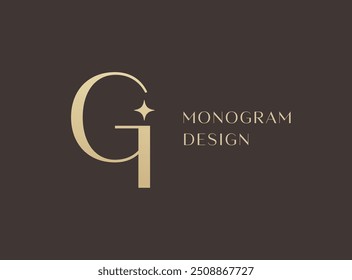 Design do ícone de logotipo da letra GI. Monograma de iniciais de luxo estilo clássico.