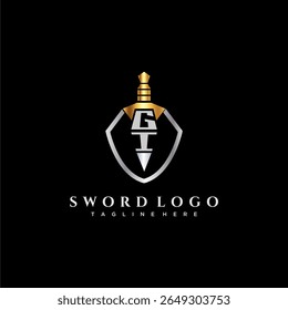 Carta GI monograma de luxo para imagem estilo escudo e espada