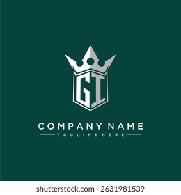 GI letter monogram initial logo for shield and crown design