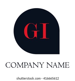 GI Letters red , Abstract black background logo, Design identity in shape, Alphabet letter 