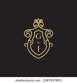 GI line vintage initial logo in high quality professional design that will print well across any print media