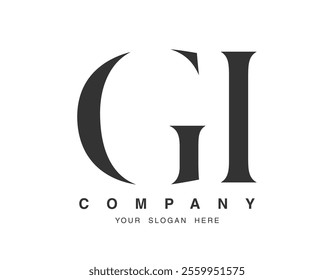 GI logo design. Initial letter g and i serif font style. Creative classic company name typography. Trendy logotype or identity. Vector illustration.