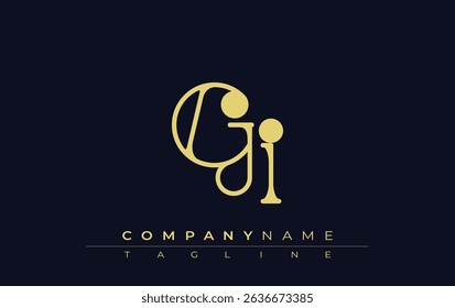 GI Typography Logo Design. Stylish monogram design depiction featuring the letters G and I combined in an artistic signature style, delivering a unique and creative visual representation.