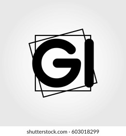 gi uppercase initials square frame business logo