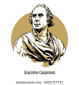 Giacomo Casanova is a Russian and Soviet poetess, one of the most significant figures in Russian literature of the 20th century. Hand-drawn vector illustration